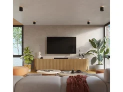 Sollux Lighting Lámparas de techo Zyn escandinavo de madera/aluminio - 1 fuentes luminosas 4000K - L.12 x A.14 cm - /madera natural Negro