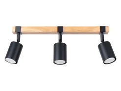 Sollux Lighting Lámparas de techo Zynelix escandinavo de acero/madera natural - 3 fuentes luminosas 3000K - L.54 x A.17,2 cm - /madera natural Negro Sale