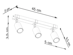 New Sollux Lighting Lámparas de techo Zynelix escandinavo de acero/madera natural - 3 fuentes luminosas 4000K - L.54 x A.17,2 cm - /madera natural Negro