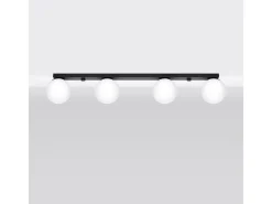 Best Sollux Lighting Lámparas de techo Zynfi moderno de acero/vidrio - 4 fuentes luminosas 3000K - L.88 x A.14,5 cm - Negro