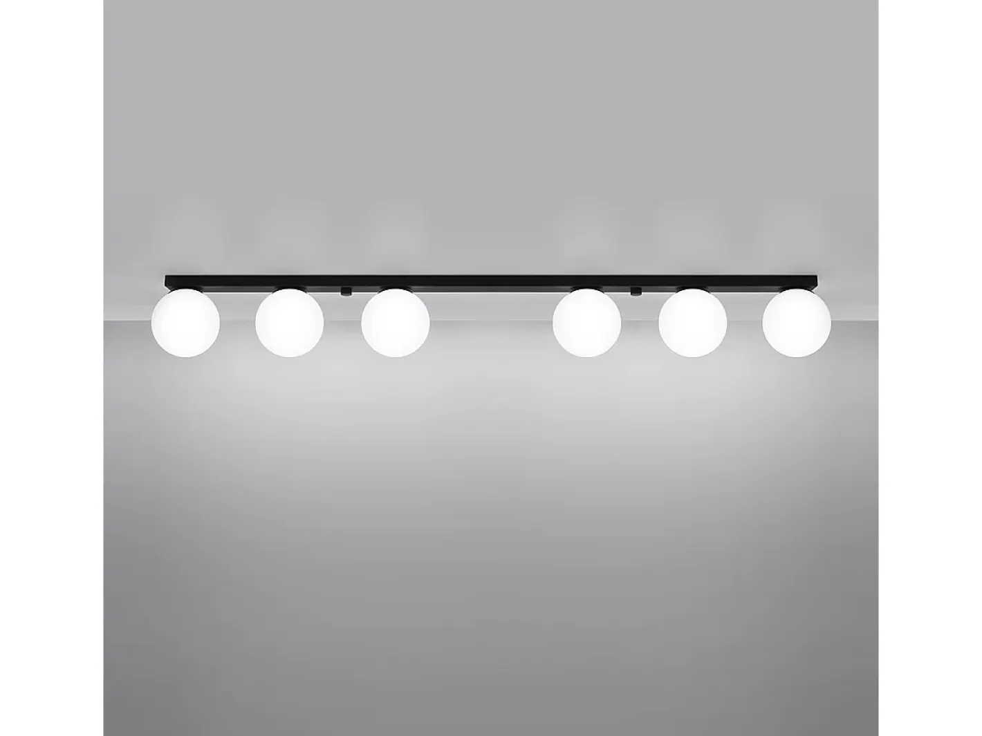 Outlet Sollux Lighting Lámparas de techo Zynfi moderno de acero/vidrio - 6 fuentes luminosas 4000K - L.120 x A.14,5 cm - Negro