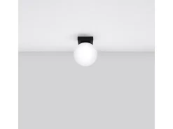 New Sollux Lighting Lámparas de techo Zynfi moderno de acero/vidrio - 1 fuentes luminosas 3000K - L.12 x A.14,5 cm - Negro