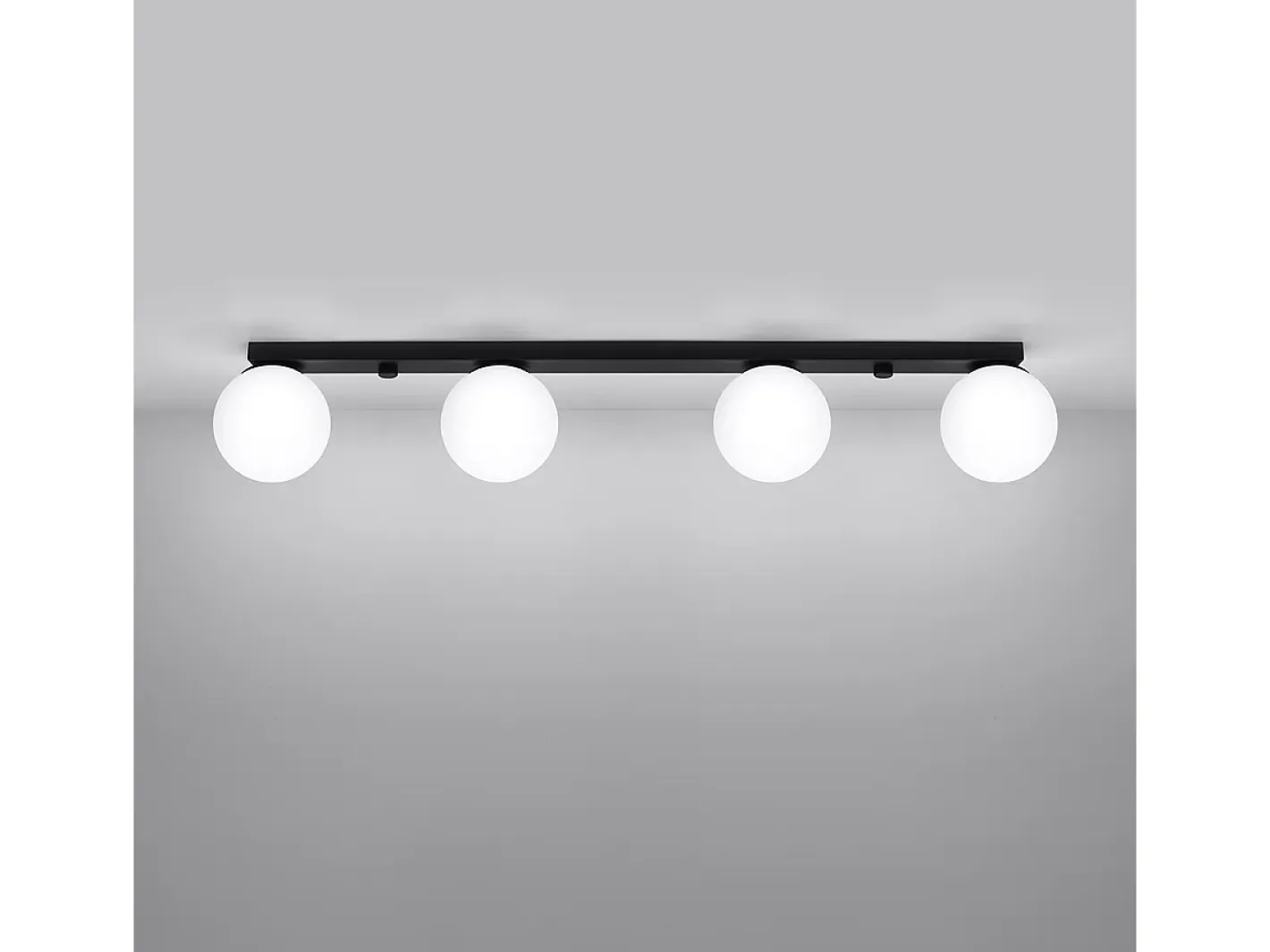 Online Sollux Lighting Lámparas de techo Zynfi moderno de acero/vidrio - 4 fuentes luminosas 4000K - L.88 x A.14,5 cm - Negro