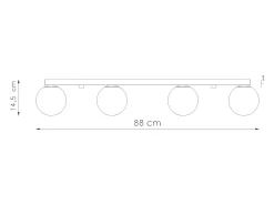 Sollux Lighting Plafón-Lámparas de techo Zynfi moderno de acero/vidrio - 4 fuentes luminosas 4000K - L.88 x A.14,5 cm - Blanco