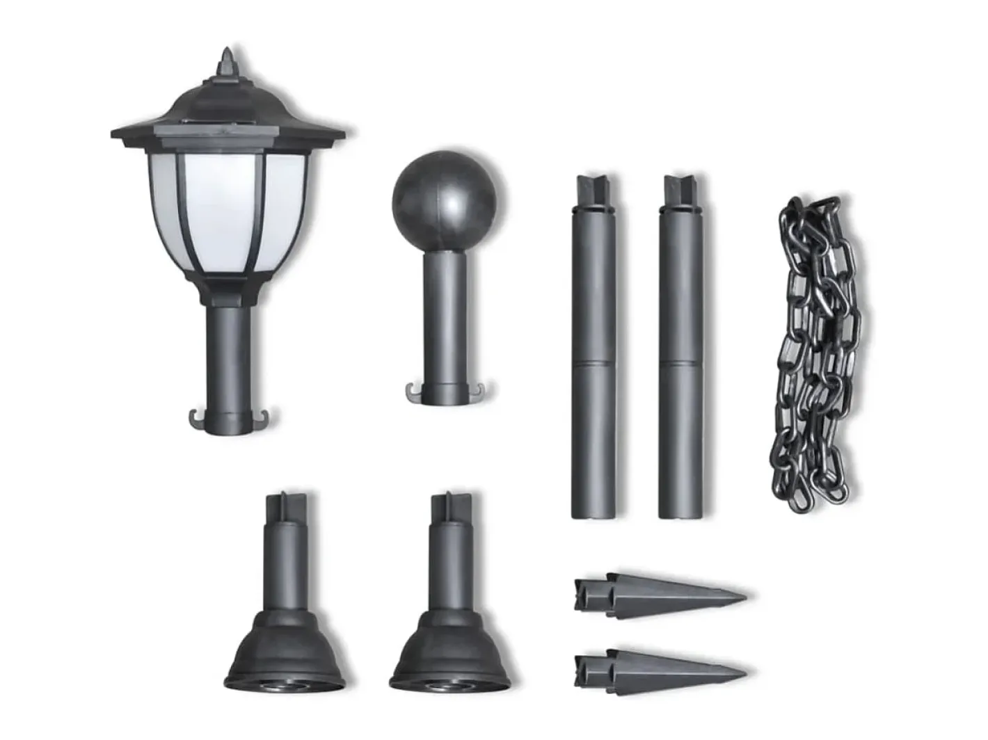 Iluminación Exterior-Lámparas solares de jardín con valla de cadena ES542640 Gris