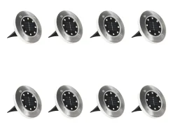 Clearance Lámparas solares de suelo 8 unidades luces LED color RGB ES989416 Plateado