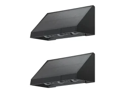 NETTLIFE Iluminación Exterior-Lámparas solares para exteriores - 2 apliques solares LED de pared para exteriores, 3000 K, blanco cálido Negro