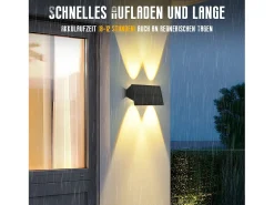 NETTLIFE Lámparas solares para exteriores - 4 apliques solares de pared para exteriores, luz blanca cálida Negro Hot