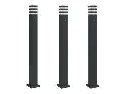 Iluminación Exterior-Lámparas suelo exterior con sensor 3 uds aluminio 110 cm ES668949 Negro
