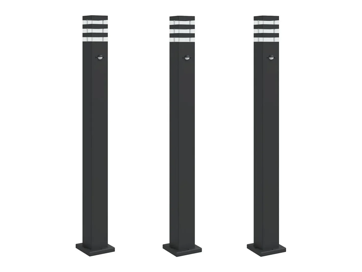 Iluminación Exterior-Lámparas suelo exterior con sensor 3 uds aluminio 110 cm ES668949 Negro