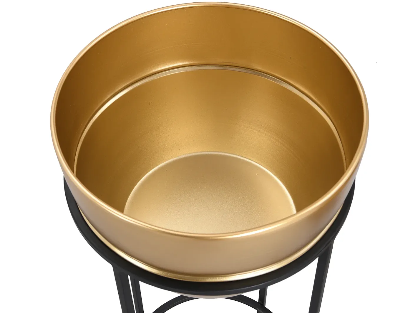 Hot OZAIA Lote de 2 maceteros de metal con soporte - D. 25 cm y D. 30 cm - Dorado y negro - NABA Negro / Dorado