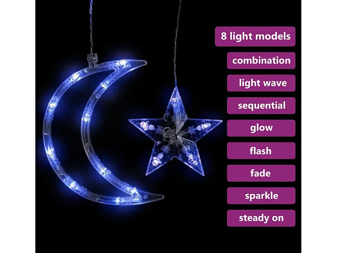Best vidaxl Luces estrella y luna 138 LEDs azul con control remoto