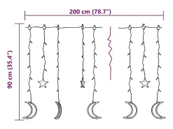 vidaxl Guirnalda Luminosa-Luces estrella y luna 138 LEDs blanco frío con control remoto