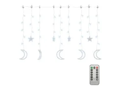 vidaxl Guirnalda Luminosa-Luces estrella y luna 138 LEDs blanco frío con control remoto