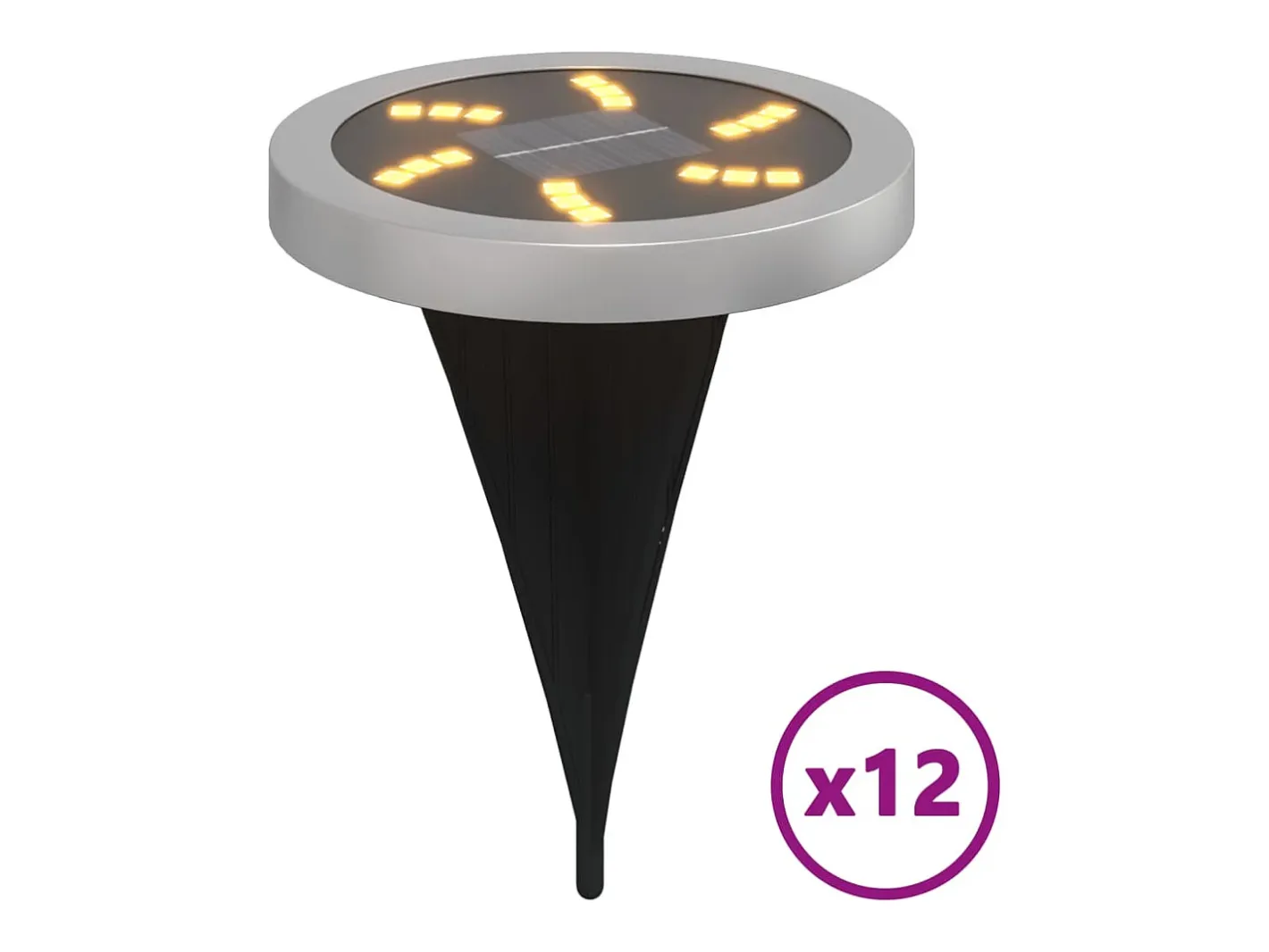 Iluminación Exterior-Luces solares suelo jardín con pico tierra blanco cálido 12 uds ES724234 Negro