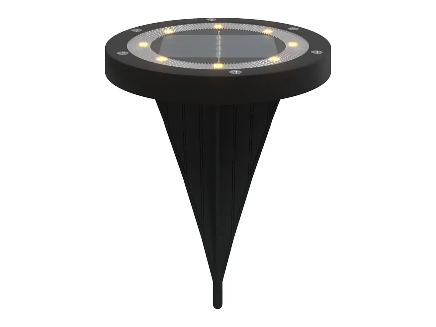 Iluminación Exterior-Luces solares suelo jardín con pico tierra blanco cálido 12 uds ES168131 Negro