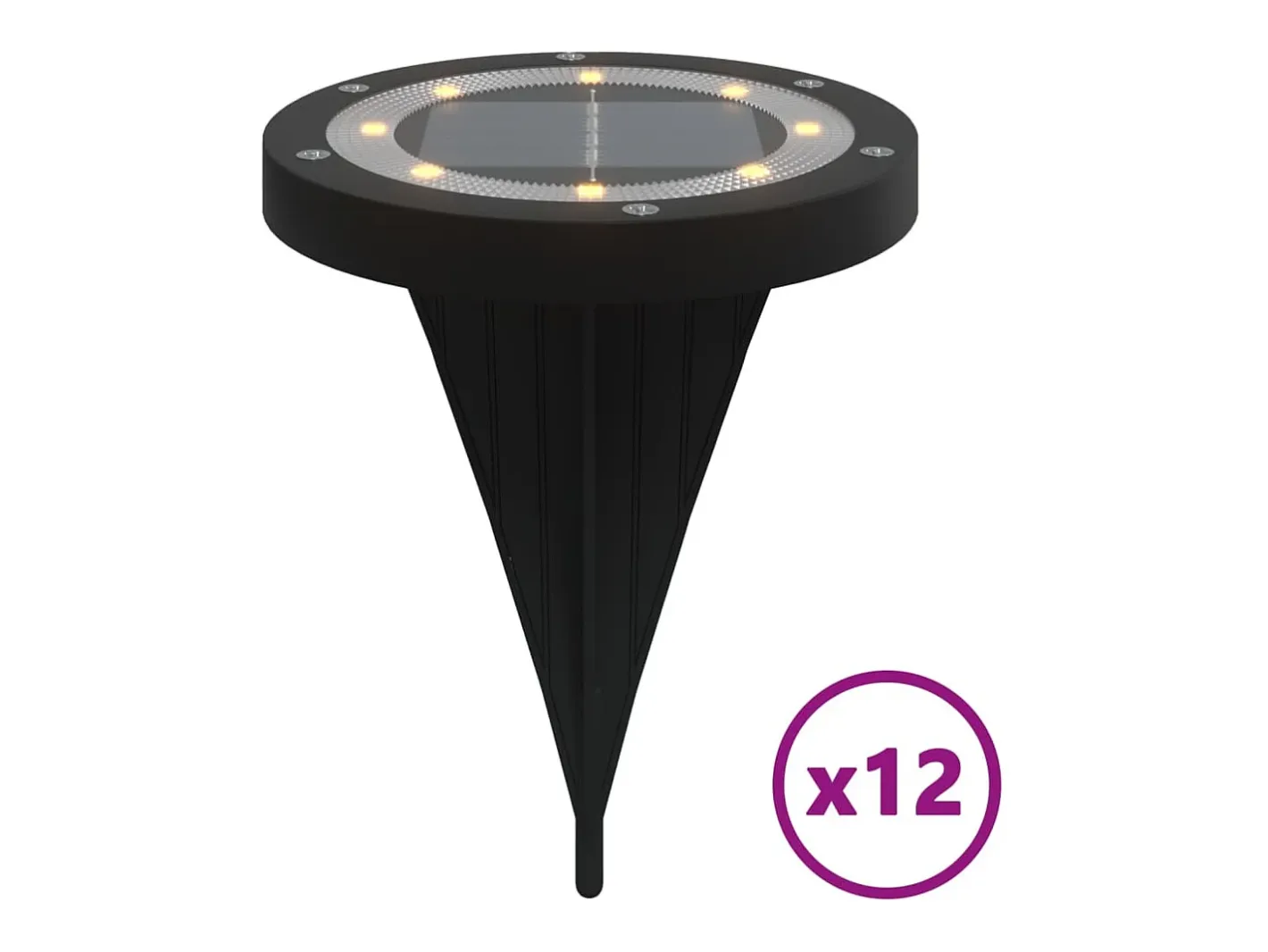 Iluminación Exterior-Luces solares suelo jardín con pico tierra blanco cálido 12 uds ES168131 Negro