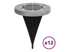 Luces solares suelo jardín con pico tierra blanco cálido 12 uds ES197422 Negro Hot