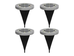 Iluminación Exterior-Luces solares suelo jardín con picos tierra blanco cálido 4 uds ES834530 Negro
