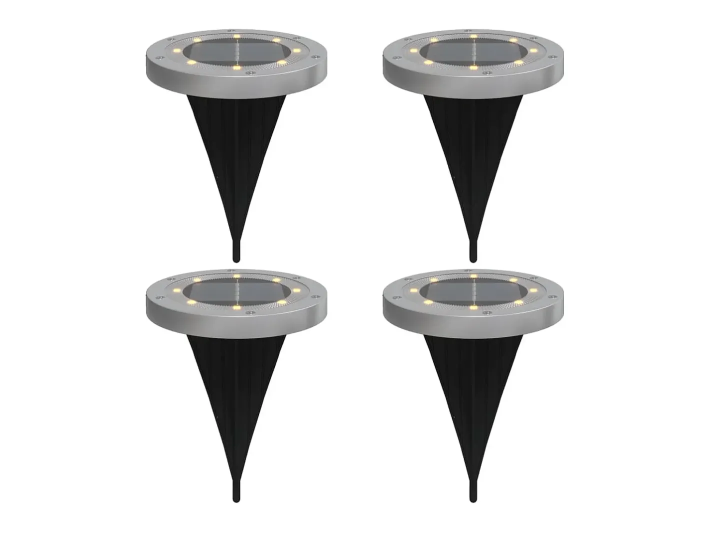 Iluminación Exterior-Luces solares suelo jardín con picos tierra blanco cálido 4 uds ES834530 Negro