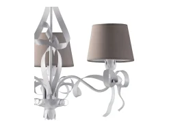 Lucy - Lámpara de araña blanca estilo shabby chic con pantallas gris paloma, 3 luces Ø59 cm Blanco