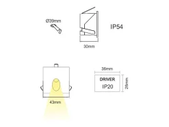 Luky - Foco empotrable LED Beneito & Faure - 2 W, luz natural 4000 K, 65° - Foco empotrable cuadrado Blanco Best