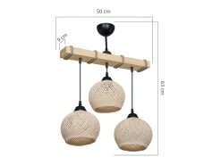 marque Luminaria Colgante Fiona E27 Natural 50x20x63 Cm Con Tres Bombillas 60W Crema Online