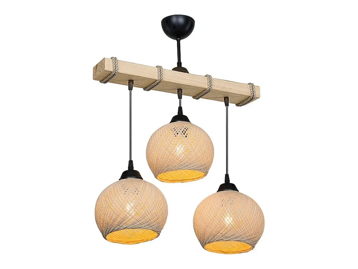 marque Luminaria Colgante Fiona E27 Natural 50x20x63 Cm Con Tres Bombillas 60W Crema Online