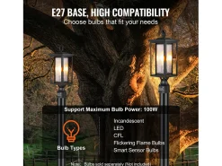 Outlet Luminarias Exteriores SucceBuy, Paquete de 2, Dusk to Dawn de 45cm para Montaje en Pilar Negro