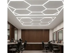 Monstershop Plafón-Luz LED hexagonal 10 panales y borde Detalle del coche Garaje Taller Gimnasio Panal Blanco