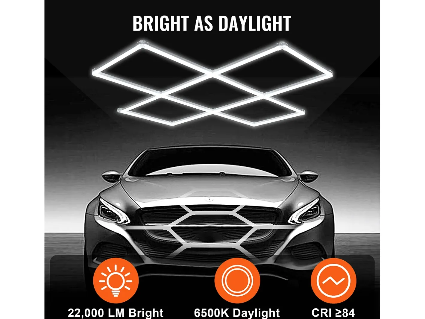 Luzes de Garage SucceBuy Cuadradas a LED 22 000 lm 5 Rejas para Iluminación de Detalle de Auto Blanco Sale