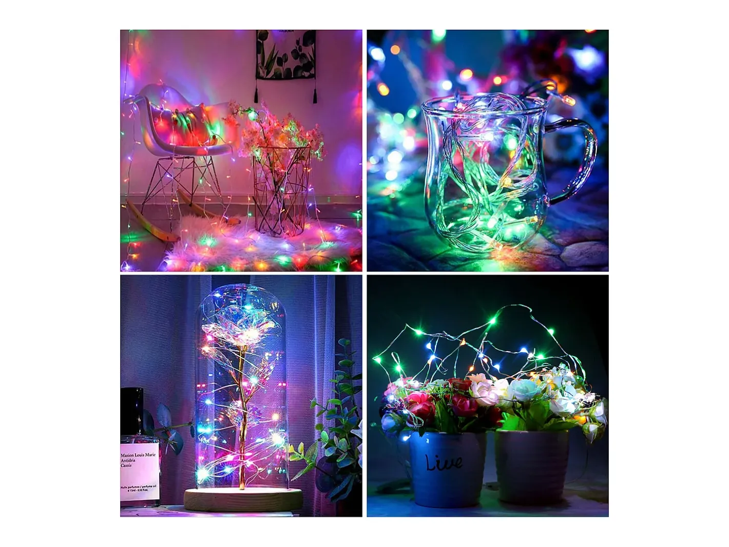 Guirnalda Luminosa-100M 600 LED Guirlande lumineuse Carnaval Mariage Extérieur Intérieur Jardin Éclairage, Multicolore Blanco