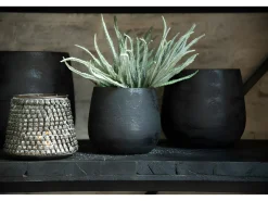 LANA DECO Macetero-Maceta irregular crudo cerámica Alt. 19 cm Negro