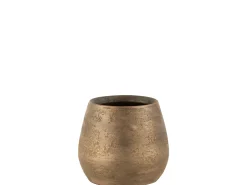 New LANA DECO Maceta irregular rugoso cerámica oro Alt. 18 cm Dorado