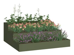 Macetero-Maceta para Jardín | Jardinera | Macetero oliva 90 x 90 x 35 cm Acero Verde