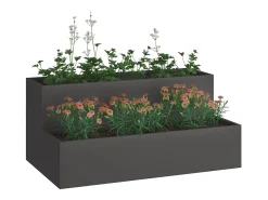 Outlet Maceta para Jardín | Jardinera | Macetero 100 x 60 x 45 cm Acero Negro