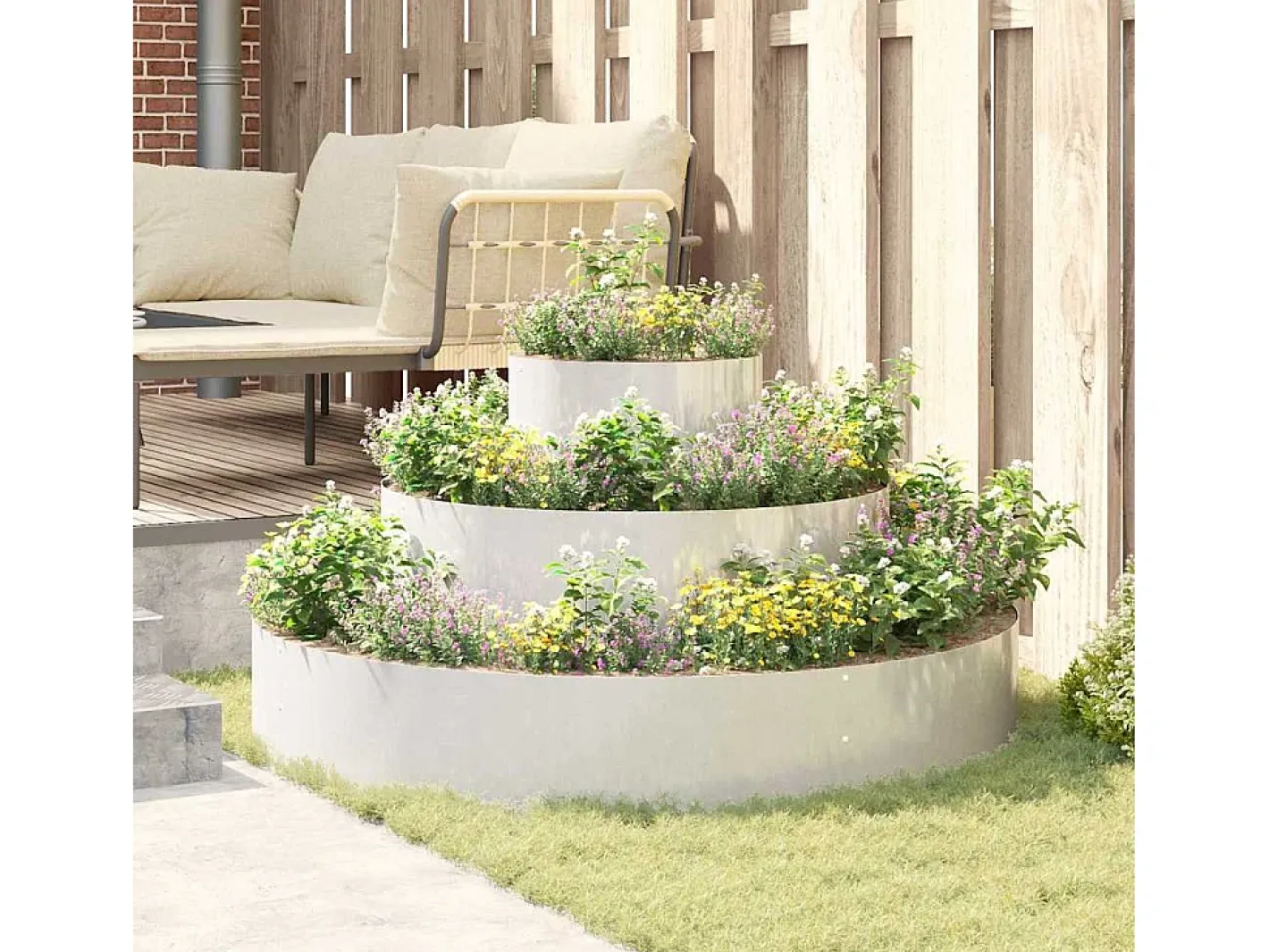 Macetero-Maceta para Jardín | Jardinera | Macetero 120 x 120 x 20 cm Acero inoxidable Plateado