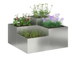 Maceta para Jardín | Jardinera | Macetero 80 x 80 x 48 cm Acero galvanizado Plateado Hot