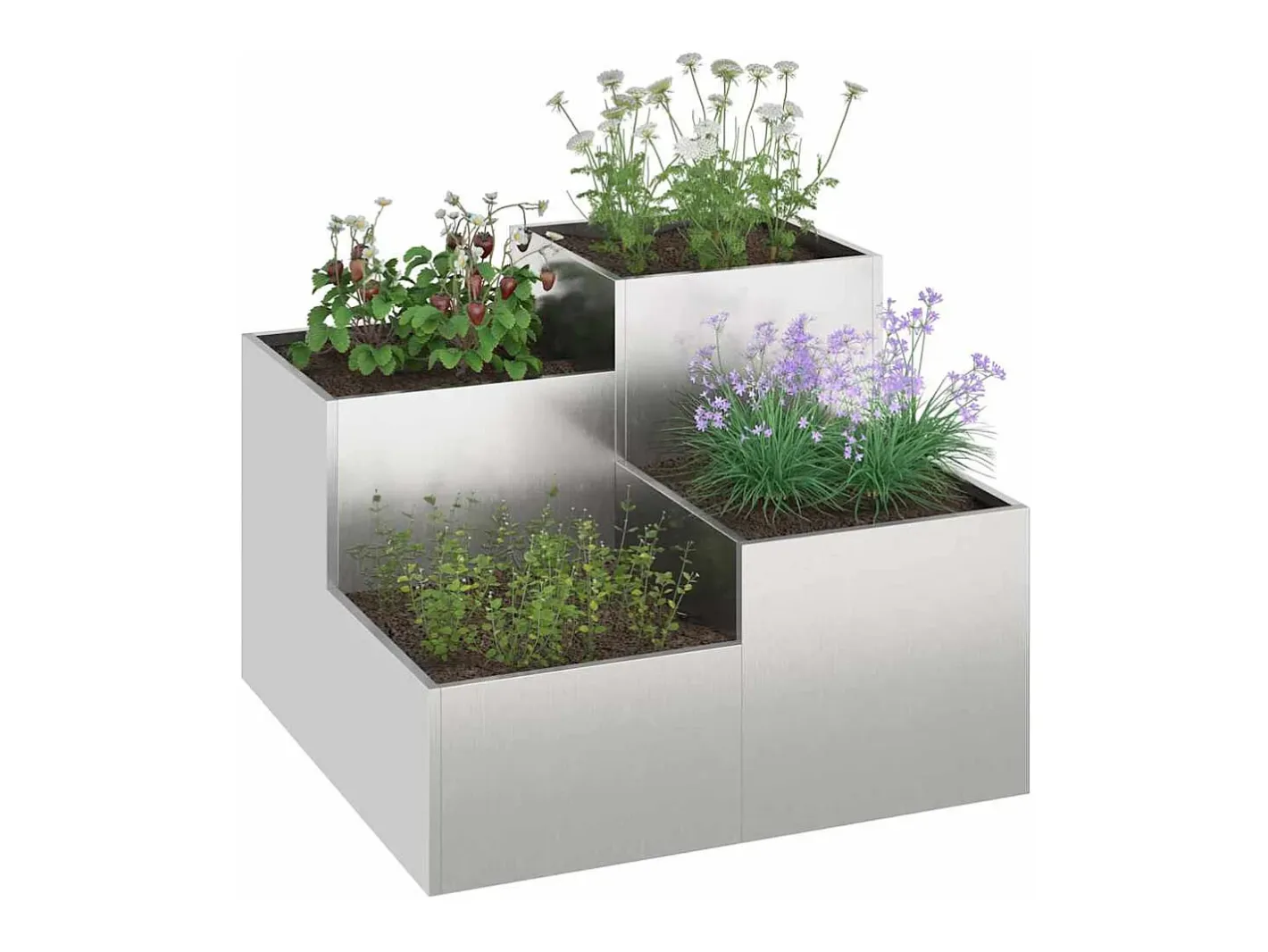 Clearance Maceta para Jardín | Jardinera | Macetero 80 x 80 x 60 cm Acero inoxidable Plateado