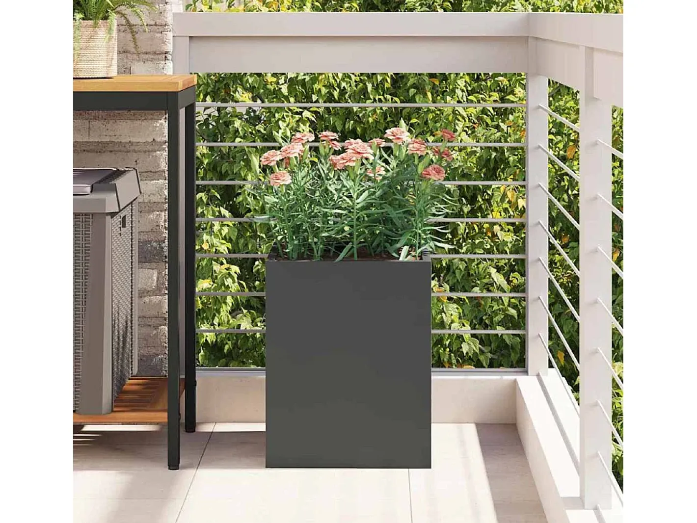 Hot Maceta para Jardín | Jardinera | Macetero 32 x 32 x 40 cm Acero laminado en frío Negro