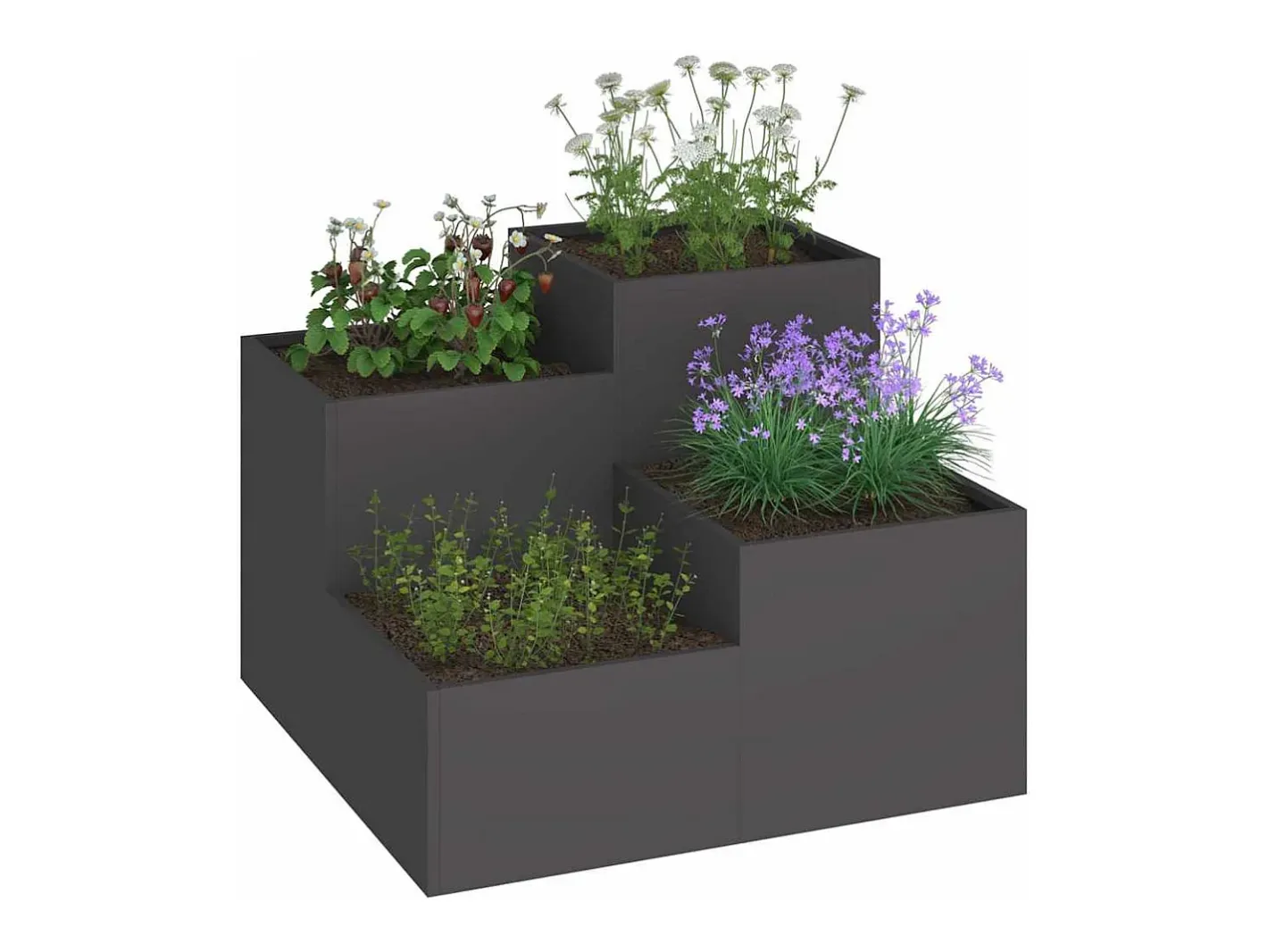 Maceta para Jardín | Jardinera | Macetero 100 x 100 x 60 cm Acero Negro