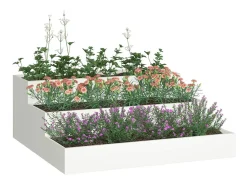 Maceta para Jardín | Jardinera | Macetero 90 x 90 x 35 cm Acero Blanco