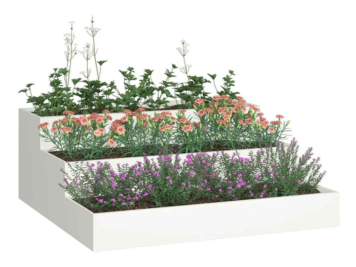 Maceta para Jardín | Jardinera | Macetero 90 x 90 x 35 cm Acero Blanco