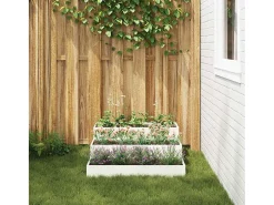 Maceta para Jardín | Jardinera | Macetero 90 x 90 x 35 cm Acero Blanco