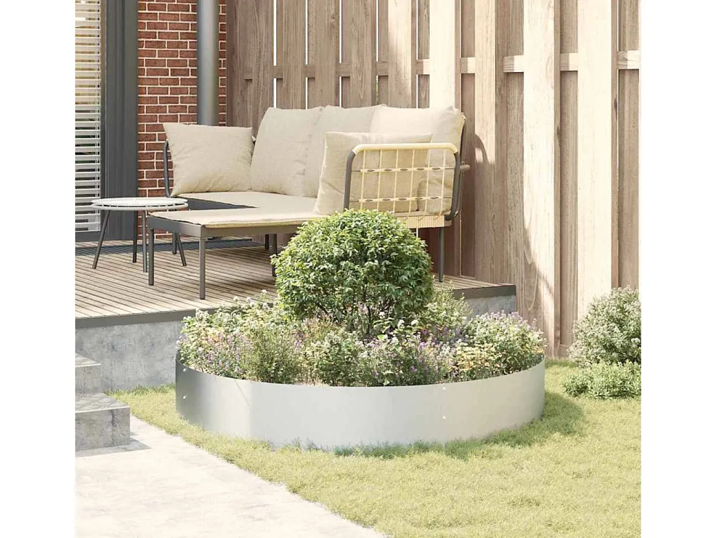 New Maceta para Jardín | Jardinera | Macetero 120 x 120 x 20 cm Acero galvanizado Plateado