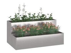 Macetero-Maceta para Jardín | Jardinera | Macetero 100 x 60 x 45 cm Acero inoxidable Plateado