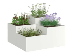Hot Maceta para Jardín | Jardinera | Macetero 80 x 80 x 48 cm Acero Blanco
