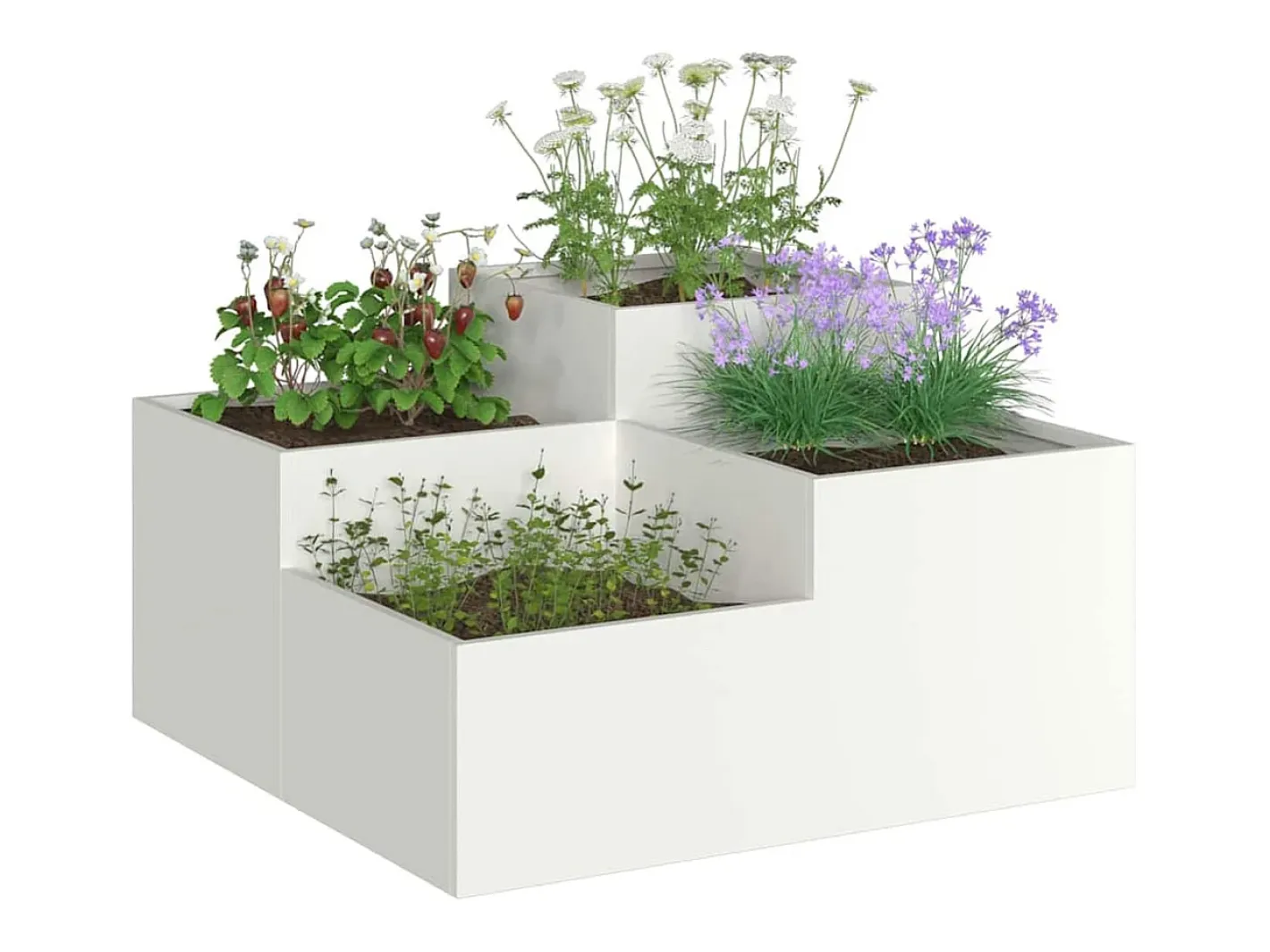 Hot Maceta para Jardín | Jardinera | Macetero 80 x 80 x 48 cm Acero Blanco