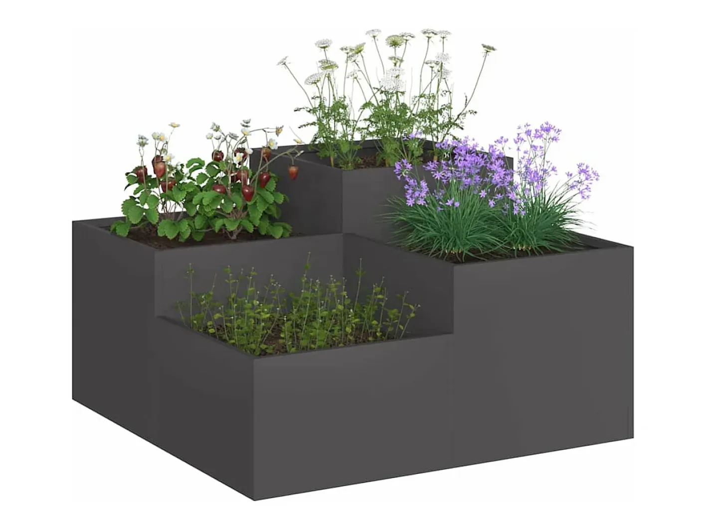 Macetero-Maceta para Jardín | Jardinera | Macetero 80 x 80 x 48 cm Acero Negro