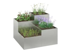 Macetero-Maceta para Jardín | Jardinera | Macetero 100 x 100 x 60 cm Acero galvanizado Plateado